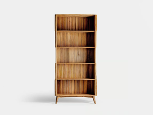 PLISSÉ WOOD - Open mango and marble bookcase _ Vical Home